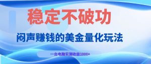 闷声赚钱的美金量化玩法，一台电脑实测收益1000+稳定不破功！-沧海聊项目