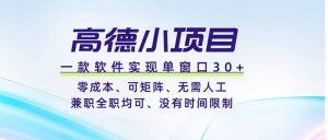 高德小项目，一款软件实现单窗口+、零成本、可矩阵、零人工、兼职全职均可、没有时间限制-沧海聊项目