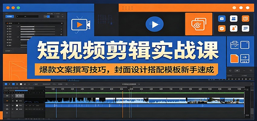 短视频剪辑实战课：爆款文案撰写技巧，封面设计搭配模板新手速成-沧海聊项目