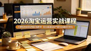 2026 淘宝运营实战课程，付费投放底层逻辑实操教学，优化直通车投产提升店铺成交转化-沧海聊项目