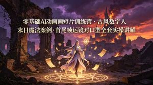 零基础AI动画短片训练营，古风数字人末日魔法案例，首尾帧运镜对口型全套实操讲解-沧海聊项目