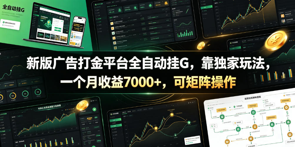 新版广告打金平台全自动挂G，靠独家玩法，一个月收益7000+，可矩阵操作【附全套脚本】【揭秘】-沧海聊项目