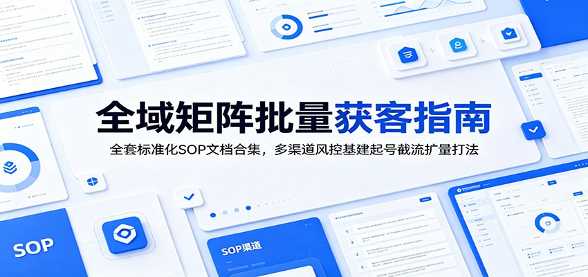 全域矩阵批量获客指南：全套标准化SOP文档合集，多渠道风控基建起号截流扩量打法-沧海聊项目