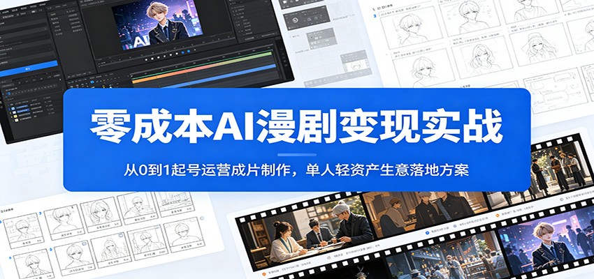 零成本AI漫剧变现实战：从0到1起号运营成片制作，单人轻资产生意落地方案-沧海聊项目