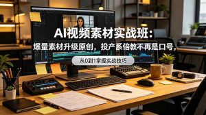 AI视频素材实战班：爆量素材升级原创，投产翻倍不再是口号，0-1系统教学实战落地-沧海聊项目