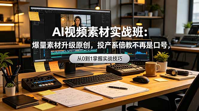 AI视频素材实战班：爆量素材升级原创，投产翻倍不再是口号，0-1系统教学实战落地-沧海聊项目