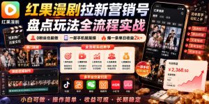 红果漫剧拉新营销号盘点玩法全流程实战，0粉丝也能做，一部手机就能做，爆一条单日收益2k+(更新0628)-沧海聊项目