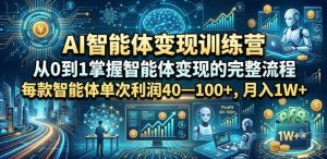 AI智能体变现训练营，从0到1掌握智能体变现的完整流程，每款智能体单次利润40—100+，月入1W+-沧海聊项目