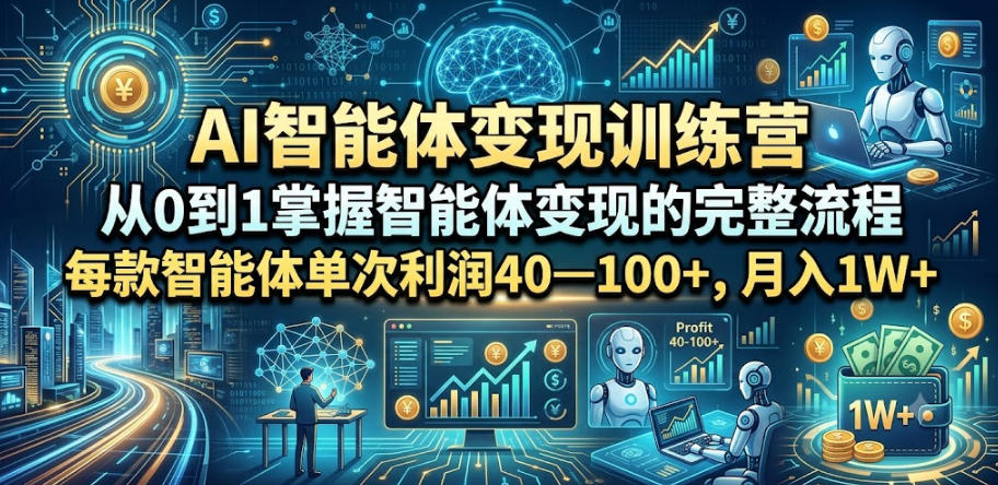 AI智能体变现训练营，从0到1掌握智能体变现的完整流程，每款智能体单次利润40—100+，月入1W+-沧海聊项目