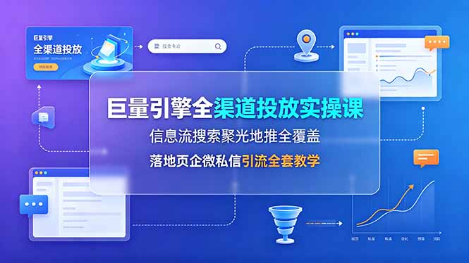 巨量引擎全渠道投放实操课，信息流搜索聚光地推全覆盖，落地页企微私信引流全套教学-沧海聊项目