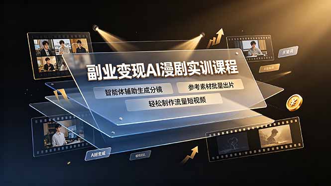 副业变现AI漫剧实训课程，智能体辅助生成分镜，参考素材批量出片，轻松制作流量短视频-沧海聊项目