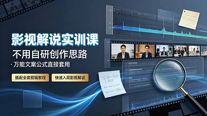 影视解说实训课：不用自研创作思路，万能文案公式直接套用，搭配全套剪辑教程，快速入局影视解说-沧海聊项目