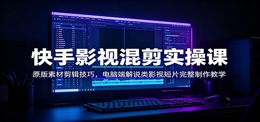 快手影视混剪实操课：原版素材剪辑技巧，电脑端解说类影视短片完整制作教学-沧海聊项目