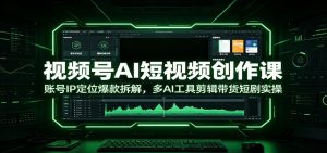 视频号AI短视频创作课：账号IP定位爆款拆解，多AI工具剪辑带货短剧实操-沧海聊项目