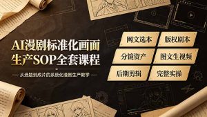 AI漫剧标准化画面生产SOP全套课程，网文选本版权剧本分镜资产全覆盖，图文生视频后期剪辑完整实操教学-沧海聊项目