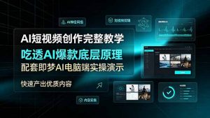 AI短视频创作完整教学，吃透AI爆款底层原理，配套即梦AI电脑端实操演示，快速产出优质内容-沧海聊项目