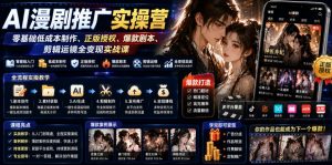 AI漫剧推广实操营|零基础低成本制作、正版授权、爆款剧本、剪辑运镜全变现实战课-沧海聊项目