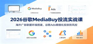 2026谷歌MediaBuy投流实战课：海外广告联盟环境搭建，谷歌Ads精细化投放防风控-沧海聊项目