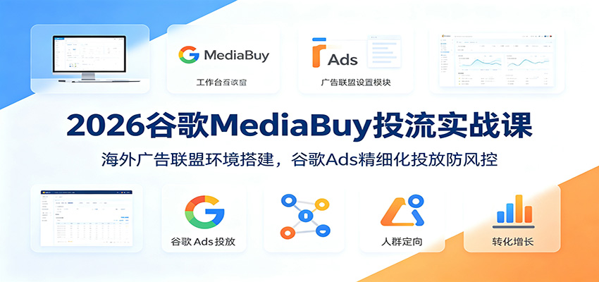 2026谷歌MediaBuy投流实战课：海外广告联盟环境搭建，谷歌Ads精细化投放防风控-沧海聊项目