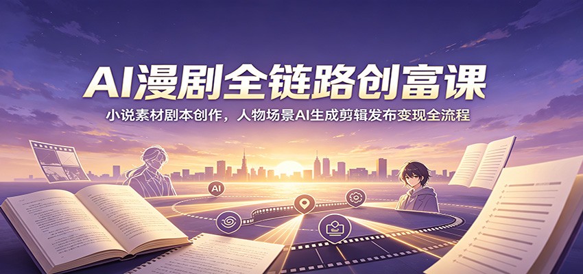 AI漫剧全链路创富课：小说素材剧本创作，人物场景AI生成剪辑发布变现全流程-沧海聊项目