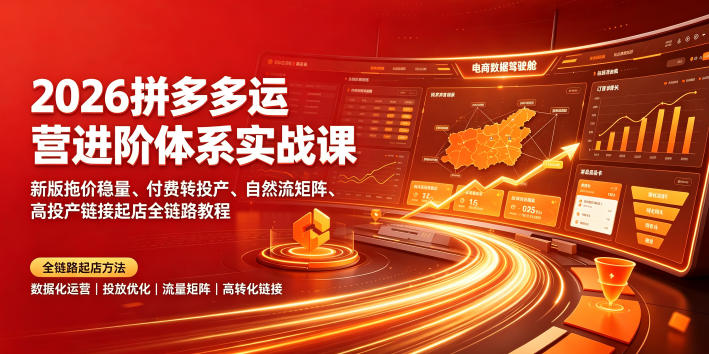2026拼多多运营进阶体系实战课｜新版拖价稳量、付费转投产、自然流矩阵、高投产链接起店全链路教程-沧海聊项目