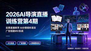 2026AI导演直播训练营第4期,实景直播教学AI分镜视听语言,广告短剧MV实战,解决人物画面崩坏痛点-沧海聊项目