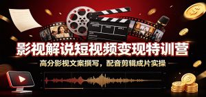 影视解说短视频变现特训营：高分影视文案撰写，配音剪辑成片实操-沧海聊项目