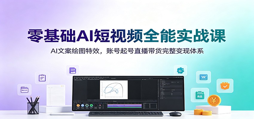 零基础AI短视频全能实战课：AI文案绘图特效，账号起号直播带货完整变现体系-沧海聊项目