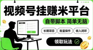 最新视频号挂G賺米平台,自带脚本,长期能做,简单无脑【揭秘】-沧海聊项目
