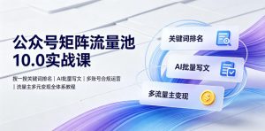 公众号矩阵流量池10.0实战课｜搜一搜关键词排名、AI批量写文、多账号合规运营、流量主多元变现全体系教程-沧海聊项目