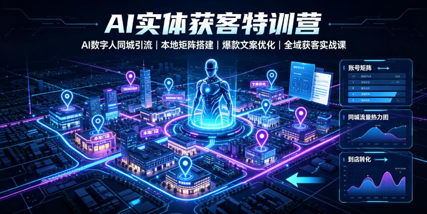 AI实体获客特训营｜AI数字人同城引流、本地矩阵搭建、爆款文案优化全域获客实战课-沧海聊项目
