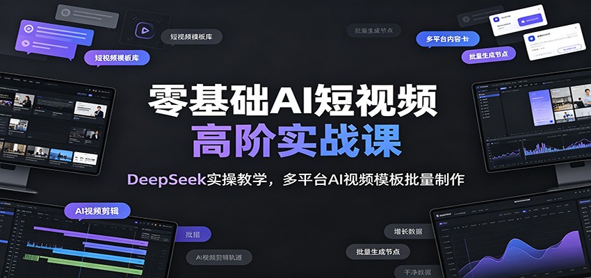 零基础AI短视频高阶实战课：DeepSeek实操教学，多平台AI视频模板批量制作-沧海聊项目