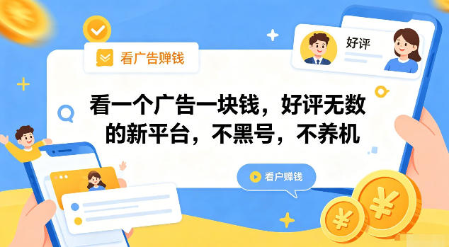 看一个广告一块钱，好评无数的新平台，不黑号，不养机【揭秘】-沧海聊项目