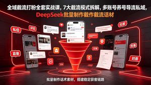 全域截流打粉全套实战课,7大截流模式拆解,多账号养号导流私域,DeepSeek批量制作截流话术素材-沧海聊项目