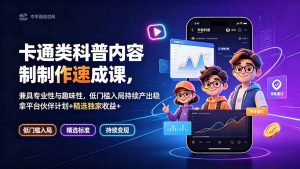 卡通类科普内容制作速成课，兼具专业性与趣味性，低门槛入局持续产出稳拿平台伙伴计划+精选独家收益-沧海聊项目