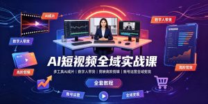 AI短视频全域实战课｜多工具AI成片、数字人带货、剪映高阶剪辑、账号运营全域变现全套教程-沧海聊项目