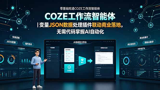 零基础吃透COZE工作流智能体｜变量JSON数据处理插件联动商业落地，无需代码掌握AI自动化-沧海聊项目