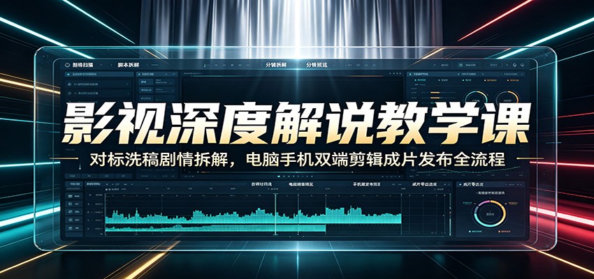影视深度解说教学课：对标洗稿剧情拆解，电脑手机双端剪辑成片发布全流程-沧海聊项目