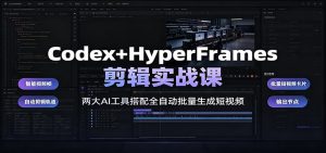Codex+HyperFrames剪辑实战课：两大AI工具搭配全自动批量生成短视频-沧海聊项目