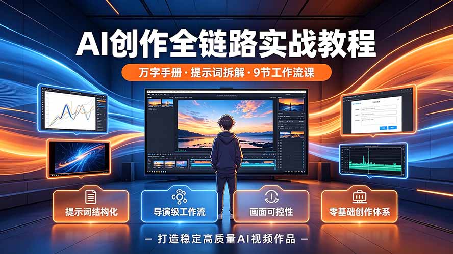 AI创作全链路实战教程｜万字手册·提示词拆解·9节工作流课，打造稳定高质量AI视频作品-沧海聊项目
