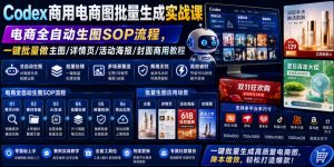 Codex商用电商图批量生成实战课｜电商全自动生图SOP流程，一键批量做主图/详情页/活动海报/封面商用教程-沧海聊项目