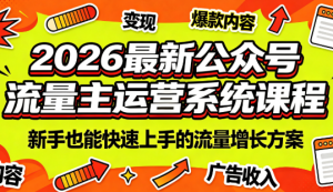 2026最新公众号流量主运营系统课程(更新7月)-沧海聊项目