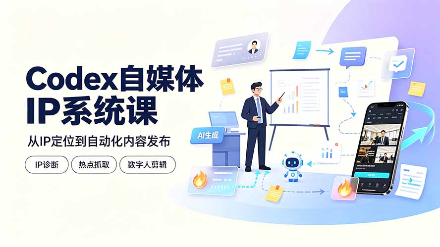 Codex自媒体IP系统课：IP诊断/热点抓取/IP蒸馏 Skill，爆款复刻数字人多平台自动发布教程-沧海聊项目