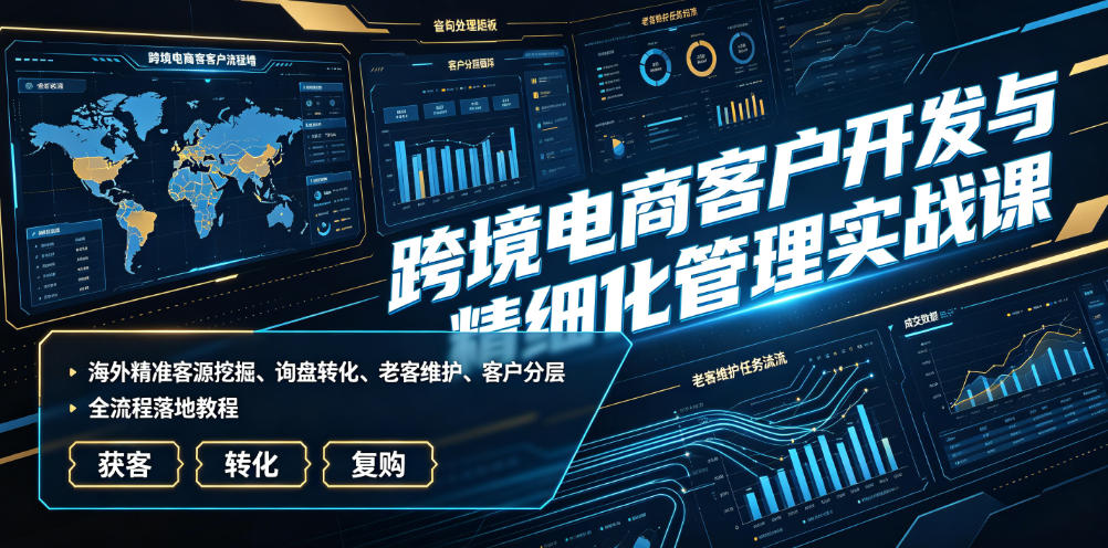 跨境电商客户开发与精细化管理实战课｜海外精准客源挖掘、询盘转化、老客维护、客户分层全流程落地教程-沧海聊项目