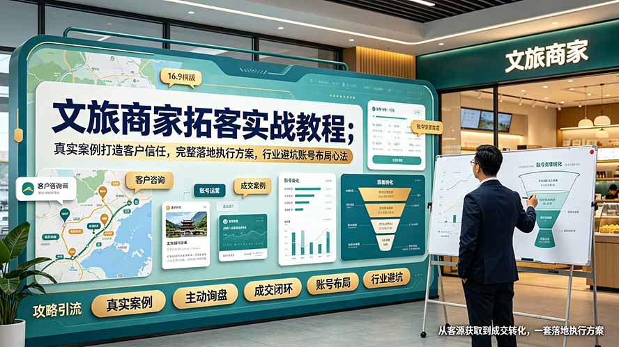 文旅商家拓客实战教程；真实案例打造客户信任，完整落地执行方案，行业避坑账号布局心法-沧海聊项目