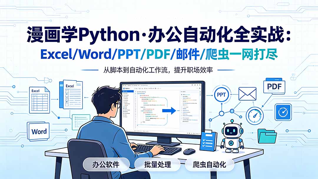 漫画学Python·办公自动化全实战：Excel/Word/PPT/PDF/邮件/爬虫一网打尽-沧海聊项目