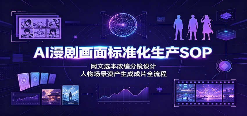 AI漫剧画面标准化生产SOP：网文选本改编分镜设计，人物场景资产生成成片全流程-沧海聊项目