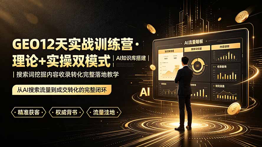 GEO12天实战训练营·理论+实操双模式｜AI知识库搭建｜搜索词挖掘内容收录转化完整落地教学-沧海聊项目