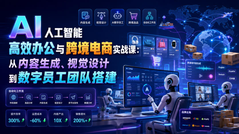AI人工智能高效办公与跨境电商实战课：从内容生成、视觉设计到数字员工团队搭建-沧海聊项目