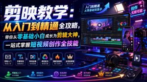 剪映教学：从入门到精通全攻略，带你从零基础小白成长为剪辑大神，一站式掌握短视频创作全技能-沧海聊项目